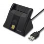 Qoltec 50643 ID Karšu  /  Smart ID Card USB 2.0 Plug & Play ar 85cm Vadu Lasītājs Melns