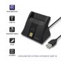 Qoltec 50643 ID Karšu  /  Smart ID Card USB 2.0 Plug & Play ar 85cm Vadu Lasītājs Melns