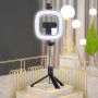 CP X1 LED 16cm Uzlādējama Selfie Lampa ar BT Pulti & Rokturi + Grīdas statīvu 20-90cm + Telefona stiprinājums