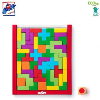 - Woody 91918 Loģiskā ''puzzle'' kauliņu spēle koka Tetris  48gab.  bērniem no 3+ gadiem  17,5x15x1,9cm