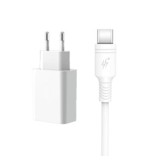 Apple DCO TP 18W USB Ligzdas Ātrs Lādētājs QC 3.0 5V 3A  /  9V 2A  /  12V 1.5A + USB-C Type-C uz USB Vads Balts