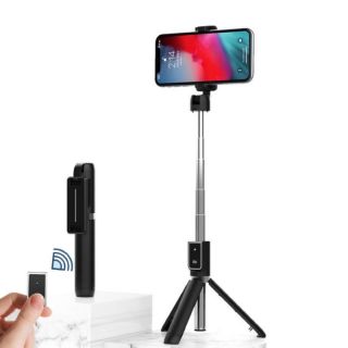 - CP K06 2in1 Bezvadu selfie nūja & Video WEB zvanu statīvs ar galda trīskāji & Shutter Pogu izvelkams līdz 60cm