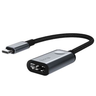 - HB21 USB-C Type-C uz HDMI 4K Ligzdas Vada adapteris 15cm Melns