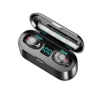 - Riff AirF9 Buds Stereo Bluetooth 5.0 Bezvadu Hi-Fi Austiņas ar HD Mik un Uzlādes Maku Melnas