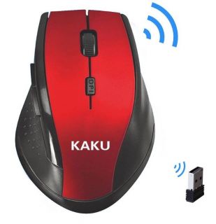 - iKaku KSC-449 Ergonomiska Bezvadu Optiskā Pele ar 6 Pogām 800-1600dpi USB Sarkana