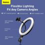 CRZB10-A01 26cm Led Selfie WEB Stream Galda USB Vada Lampa ar Pulti un Telefona Stiprinājumu Melna