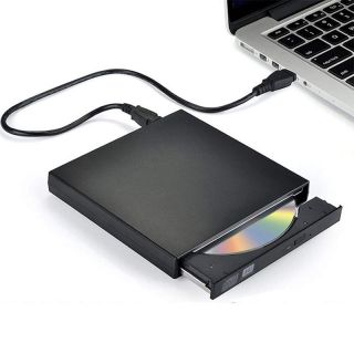 - CP RW1 Plāns Ārējais USB 2.0 CD / DVD Rom Disku Lasītājs ar USB Vada barošanu Melns