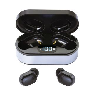 - PM1050B Sporta & Gym Super-Fit TWS Bluetooth 5.0 Stereo Auztiņas ar HD Mik. LED uzlādes makue Melna