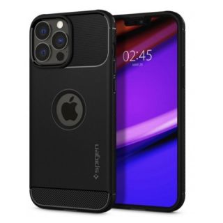 - Spigen Rugged Armor īpaši elegants un izturīgs TPU aizmugures maks-apvalks priekš Apple iPhone 13 Pro Max Melns