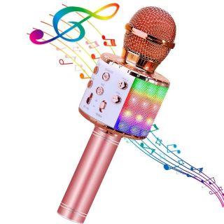 - Bemi M85 Karaoke Bērnu & Vecāku Prieka Efektu Mikrofons ar skaļruņiem & Ierakstu Micro USB AUX Rozā Zeltains