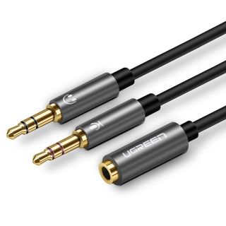 - Ugreen 20899 Aux Vada Adapteris 2x 3.5mm Spraudnis Audio & Mikrofons uz 3.5mm Ligzda 20cm