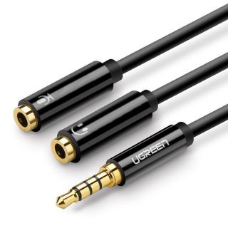 - Ugreen 20899 Aux Vada Adaperis Spliteris 2x 3.5mm Ligzda Audio & Mikrofons uz 3.5mm Spraudnis 20cm