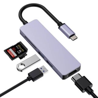 - iKaku KSC-274 Type-C  USB-C  Adapteris Hub iekārta 2x USB 3.0 HDMI 4K SD / Micro SD Karšu slotiem Sudraba