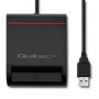 Qoltec 50642 ID Karšu  /  Smart ID Card USB 2.0 Plug & Play ar 85cm Vadu Lasītājs Melns
