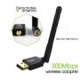 Edup EP-MS1581 USB 2.0 WiFi 300Mbps 2.4Ghz Wireless Adapteris 802.11n ar 2dbi ārējo antenu Melns