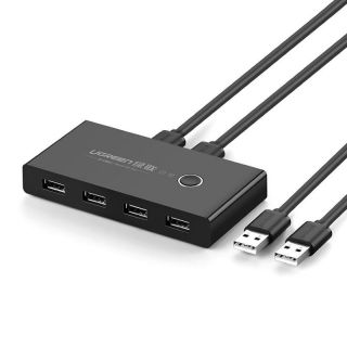 - Ugreen 57376 USB 2.0 2x Spraudņu Sadalītājs adapteris uz 4x USB 2.0 Ligzdām ar Micro USB 5V strāvas portu Melna