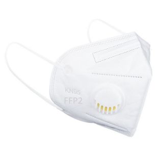 - DC FFP2 CE0370 Sertificēta 5-slāņu Aizsargājoša Sejas maska Respirators ar Vārstu Komforta forma 20gab Balta