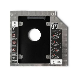 - Qoltec 51869 Iebūvējams adapteris priekš Poratīvā Datora otra cietā diska 2.5'' iekš CD / DVD ROM ligzdas 12.7mm