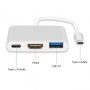 Wow 3in1 USB-C  Type-C  Spraudnis uz HDMI 4K / USB 3.0 / USB-C Ligzdu Multimedia Audio & Video adapteris Sudraba