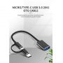 Riff 2in1 OTG Host Vada Type-C + Micro USB Spraudnis uz USB 3.0 Type A 15.5cm Melns  OEM