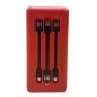 Riff YM-407S Mega Power Bank Lādētājs 2x USB 2.1A Max Izejas / Micro USB + USB-C Ieejas + 3 Kabeļi Sarkana