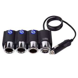 - Vayox VA0008 120W Auto 12 / 24V Ligzdas sadalītājs uz 3 ligzdām + cable + 2x USB 3.1A Black melns