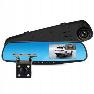 - iWear GT5 2in1 Spogulis + HD Auto DVR Video reģistrātors 170° priekšā + aizmugurē G-Sensor 1080p 4.3'' LCD Melna