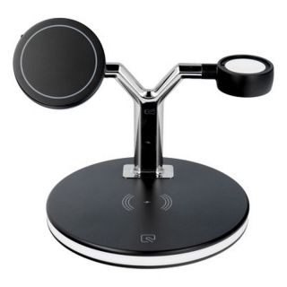 - CP X4W 3in1 25W Bezvadu Magsafe Qi Lādētājs Statīvs priekš iPhone Watch Airpods un citām ierīcēm Melns
