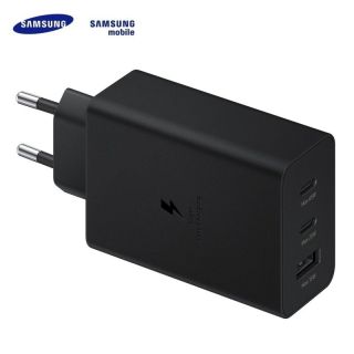 Samsung EP-T6530NBE 65W 3.5A Trio ar 2x Type-C un USB Ligzdu PD 3.0 Super Ātrs Lādētājs Melns EU Blister