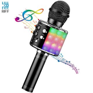 - Riff WS-858 Karaoke Bērnu & Vecāku Prieka Efektu Mikrofons ar skaļruņiem & Ierakstu Micro USB AUX Melns