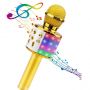 Riff WS-858 Karaoke Bērnu & Vecāku Prieka Efektu Mikrofons ar skaļruņiem & Ierakstu Micro USB AUX Zeltains