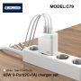 Jellico C79 GaN 65W 3.3V-20V 1.5-3.25A 2x USB-C  /  USB Tīkla lādētāja komplekts + PD Lightning Kabelis Balts