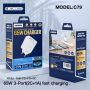 Jellico C79 GaN 65W 3.3V-20V 1.5-3.25A 2x USB-C  /  USB Tīkla lādētāja komplekts + PD Lightning Kabelis Balts