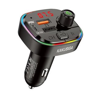 - iKaku KSC-693 Bluetooth FM  /  MP3 Transmiteris + 2x USB QC 3.0 3.1A + USB-C PD 20W Āuto ātrs lādētājs USB Play Melns