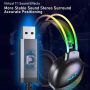 Aula S503 Skaņas-izolējošas Pro Spēļu Austiņas 50m draiveri 2m Vads 2x 3.5mm HD audio / mic + USB RGB Led Melna