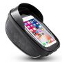 Wozy 16BK Ūdensdroša Velo Stūres rāmja soma ar skārienjūtīgu Touch Caurspīdīgu kabatu telefonam 6.5'' max 1L Melna