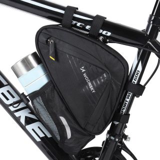 - Wozy 23BK Dubultas Fiksācijas Ūdesdroša velo priekšējā rāmja fiksācijas soma + Pudeles turētājs 1.5L Melna