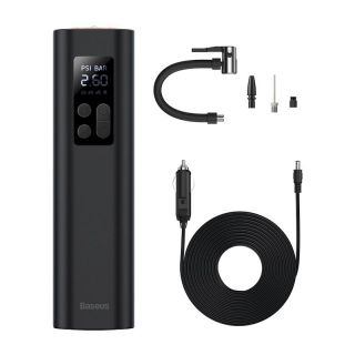 - CRCQ000001 12V Auto Strāvas Ligzdas Gaisa kompresors pumpis 10 Bar LCD + 2 uzgaļi  /  adata Melns