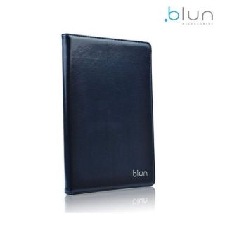 BLUN UNT Universāls Eko ādas sāniski atverams maks ar stendu Tablet PC līdz 10'' displēju Tumši Zils