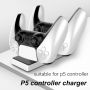 CP PS5 Divu ligzdu Lādētājs Dokstacija priekš Play Station 5 Pultīm ar USB-C & LED gaismu Melna