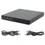 CP WR1 Plāns Ārējais USB 2.0 CD  /  DVD Rom Disku Rakstītājs  /  Lasītājs ar USB Vada barošanu Melns
