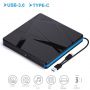 CP WU3 Plāns Ārējais USB 3.0 CD  /  DVD Rom Disku Rakstītājs  /  Lasītājs ar USB Vada barošanu Melns