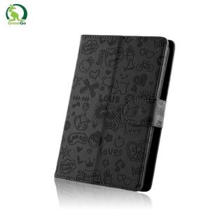 GreenGo Universāls 7'' Tablet PC Eko Ādas Sāniski atverams Maks ar stendu Melns