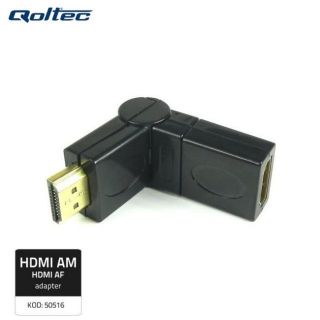 - Qoltec 50516 HDMI AF Regulējams leņķa Vada Adapteris - HDMI A Spraudnis / HDMI A Ligzda Melns