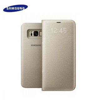Samsung EF-NG955PFE Oriģināls super plāns sāniski atverams LED View maks G955 Galaxy S8 Plus  /  S8+ Zeltains