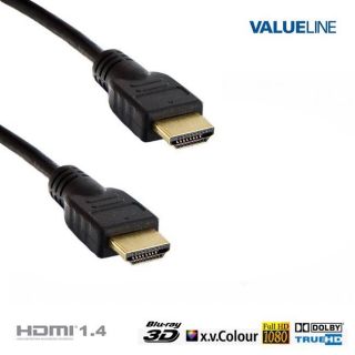 - Valueline HDMI Vads V1.4 Ar Internetu type A 19 / 19 male / male Izturīga pārklājuma 1m Melns Poly Bag