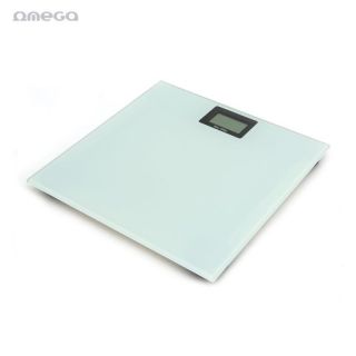 - Omega OBSGR Ķermeņa grīdas svari no Rūdīta stikla 6mm ar LCD ekrānu un mērvienībām ON / OFF Slēdzi Balta