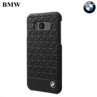 BMW BMHCS8LHEXBK Hexagon ādas ciets aizmugures maks priekš Samsung G955 Galaxy S8 Plus  /  S8+ Melns