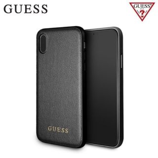 GUESS GUHCPXIGLBK Iridescent ciets aizmugures maks-apvalks priekš Apple iPhone X  /  iPhone 10 Melns