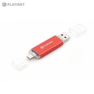 Platinet PMFA32R 2in1 32GB USB 2.0 un Micro USB Pieslēguma OTG Fle&amp;amp;#353;atmiņas Disks Telefonam Plan&amp;amp;#353;etdatoram Sarkans